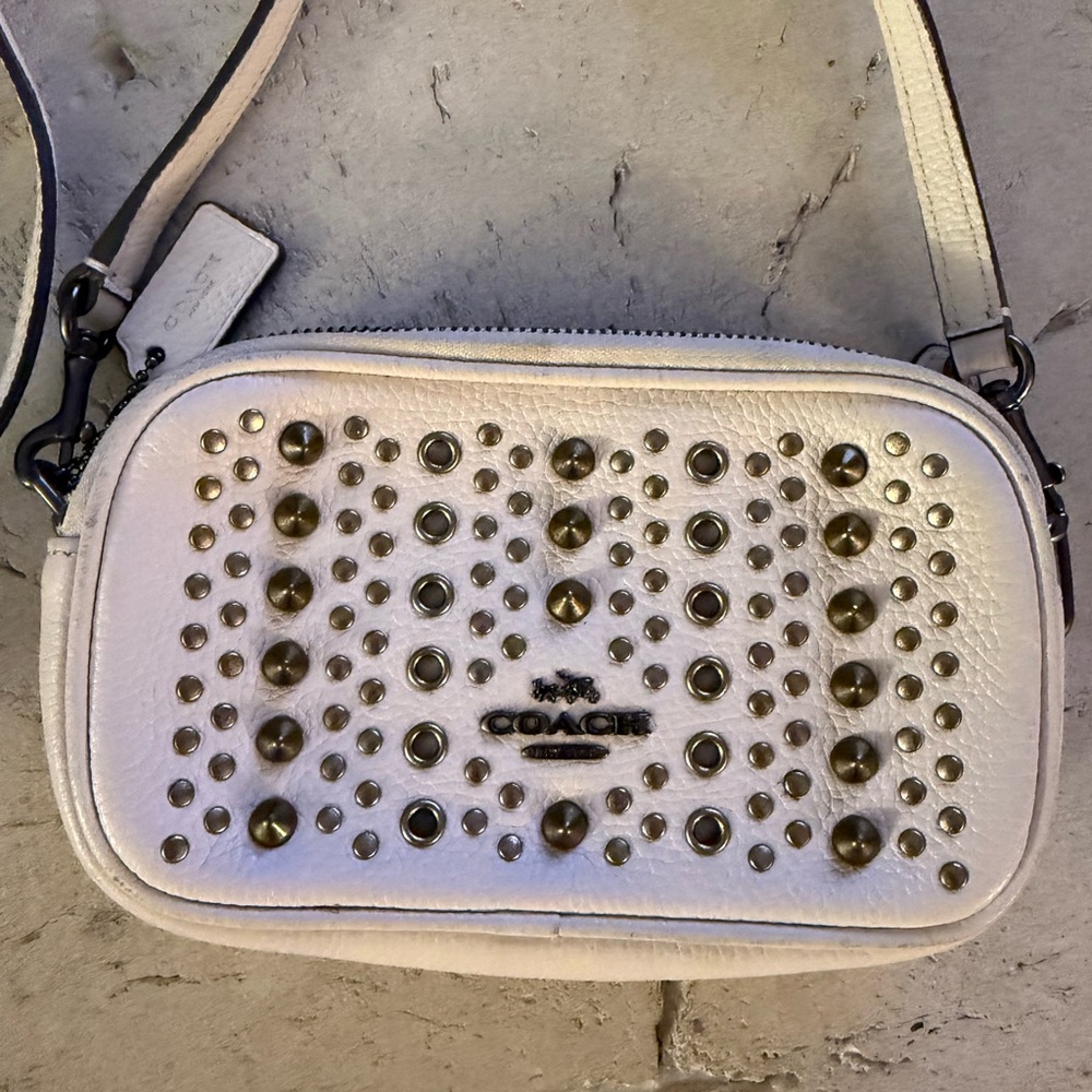 Coach White Studded Crossbody Bag Small